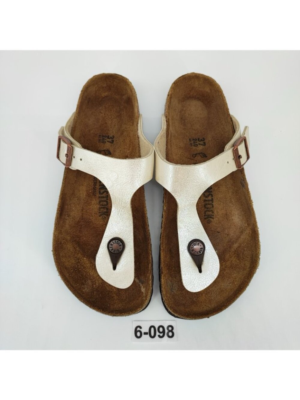 Birkenstock Gizeh Women's Size 6US Sandals Birko-Flor Graceful Pearl White Thong - Picture 2 of 8